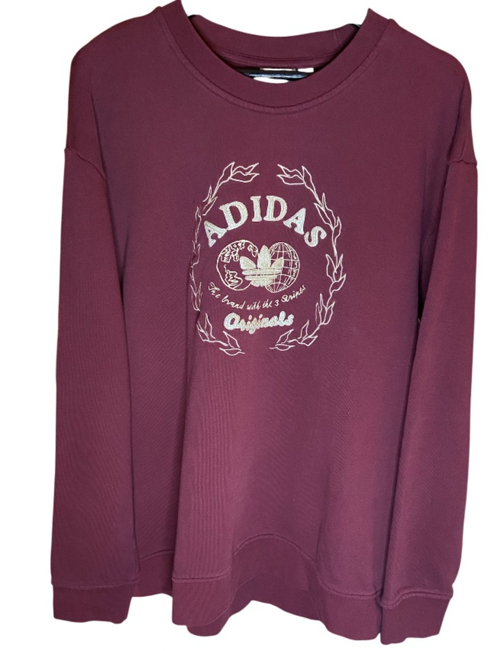 Adidas Originals Burgundy Crewneck Sweatshirt 2XL, 100% cotton
